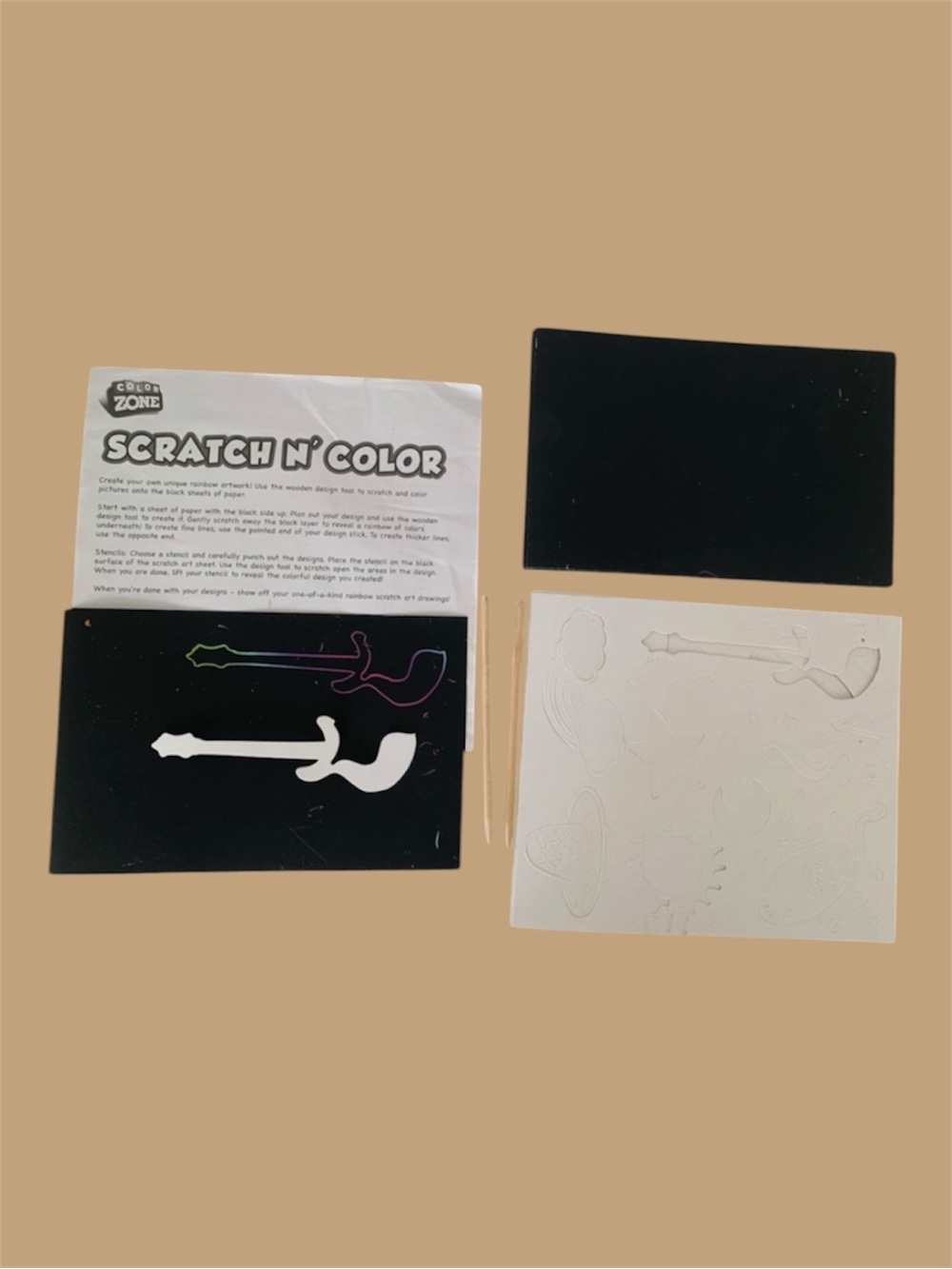 Scratch N' Color Art Activity Set Create Own Design Stencils Design Pages Tool